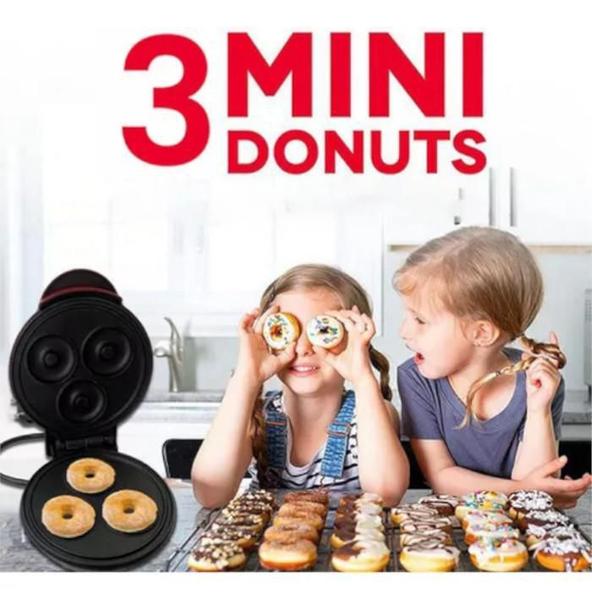 Máquina Elétrica Para Fer Donuts 3 Furos Antiaderente 220V - Sweet Home Imagem de Máquina Elétrica Para Fer Donuts 3 Furos Antiaderente 220V