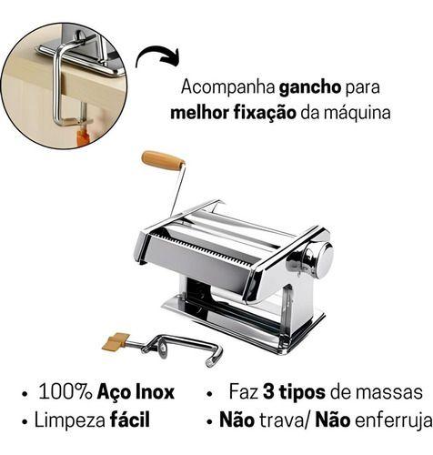 Imagem de Maquina Manivela Manual Faz Massa Macarrão Lasanaha Inox