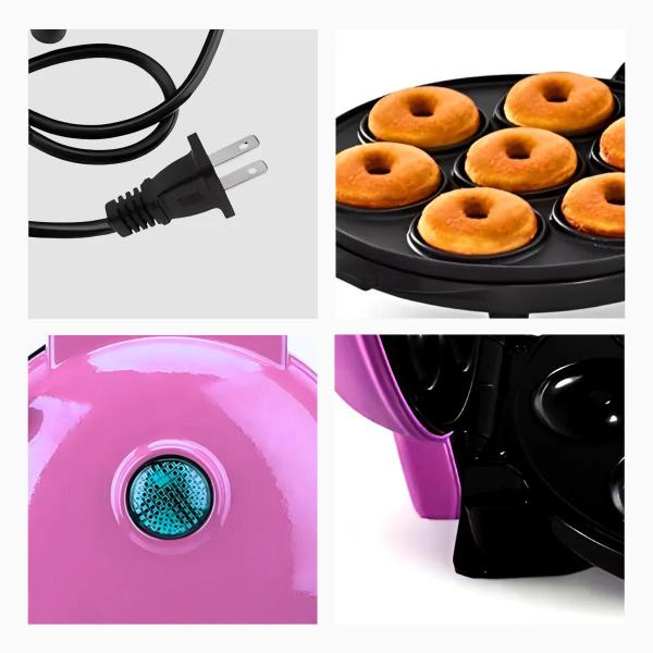 Imagem de Maquina Mini Donuts Rosa Antiaderente 7 Rosquinha 110v