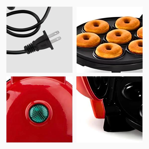 Imagem de Maquina Mini Donuts Vermelha Antiaderente 7 Rosquinha 110v