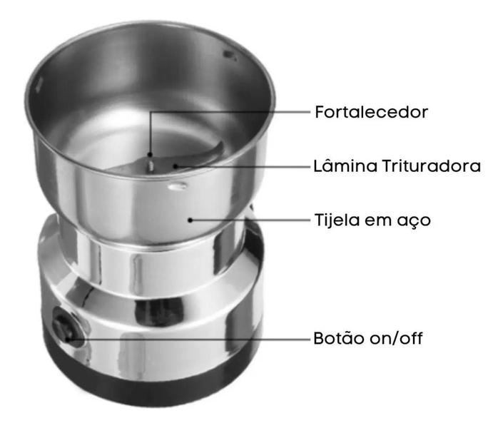 Imagem de Máquina Moedor Triturador de Grãos Café Sementes Elétrico Copo de Moagem Portátil Doméstico