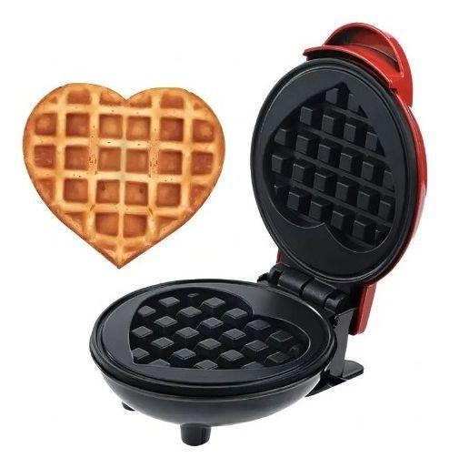 Imagem de Máquina Para Fazer Waffle coração Pequena Portátil 110v ou 220v 350w mini lanche elétrico