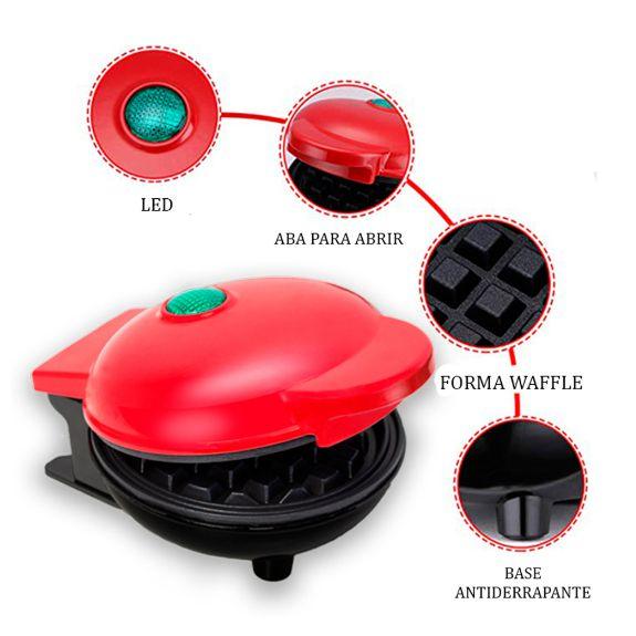 Imagem de Máquina Para Fazer Waffle Portátil Antiaderende 110v 350w lanche elétrico