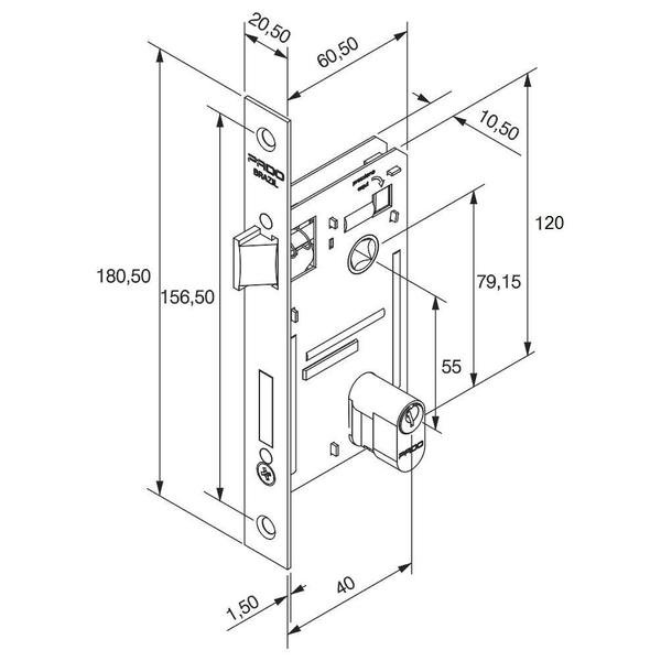 Imagem de Maquina Para Fechadura Externa Pado 40mm Inox Polido