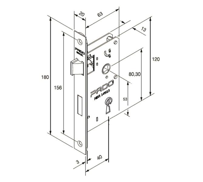 Imagem de Maquina Para Fechadura Pado Interna 40mm Inox Polido