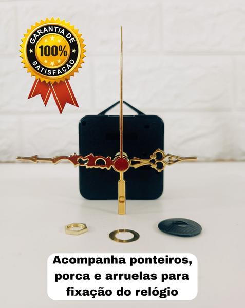 Imagem de Máquina Para Montar Relógio De Parede Eixo 22mm Ponteiro Colonial Dourado