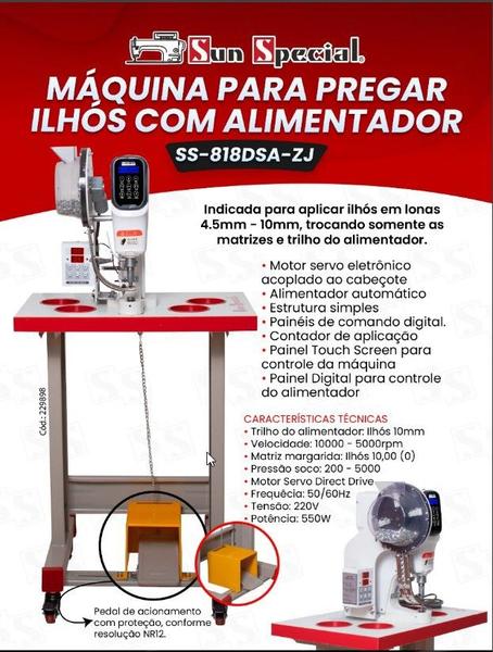 Imagem de Maquina para pregar ilhós Com Alimentador-SS818DSAZJ