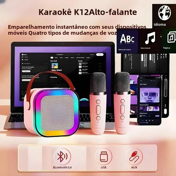 Imagem de Máquina Portátil De Karaokê Bluetooth Com Microfones Sem Fio Sistema De Alto-falantes 53 PA Para