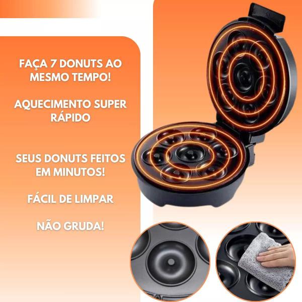 Imagem de Máquina Portátil Mini Donuts Antiaderente- Faz 7 Rosquinhas 220v