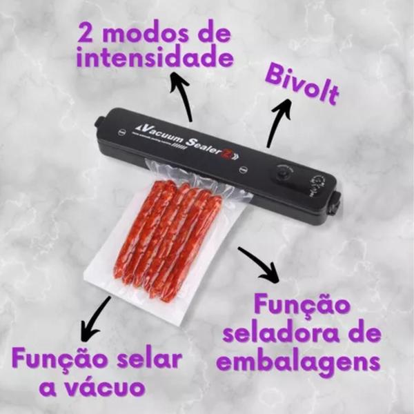 Imagem de Máquina Seladora Embalagem Vácuo Alimentos Voltagem 110/220v