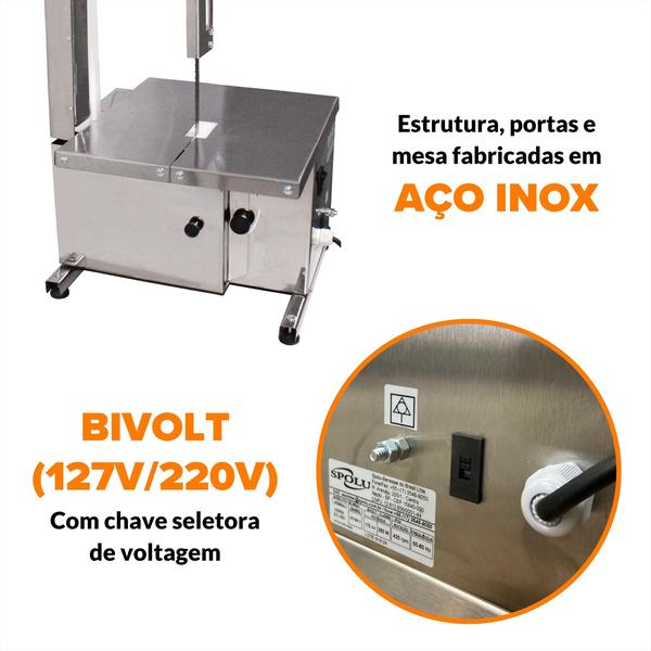 Imagem de Máquina Serra Fita De Bancada Inox Açougue Para Cortar Carne