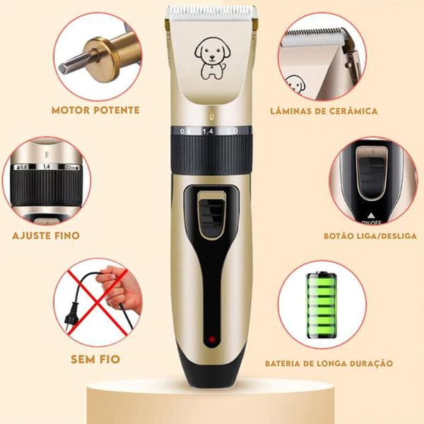 Imagem de Maquina Tosa Pet Profissional Pet Clipper Kit Completo