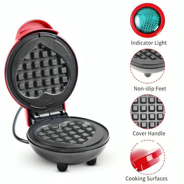 Imagem de Máquina Waffle Coração Elétrica Mini Grill Forma Clássico 110V E 220V