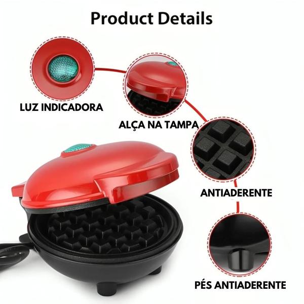 Imagem de Máquina Waffle Elétrica Mini Grill Forma Clássico Redonda