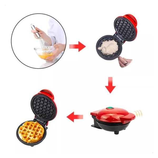 Imagem de Máquina Waffle Elétrica Mini Grill Forma Clássico Redonda