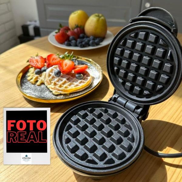 Imagem de Máquina Waffle Elétrica Mini Grill Forma Clássico Redonda 