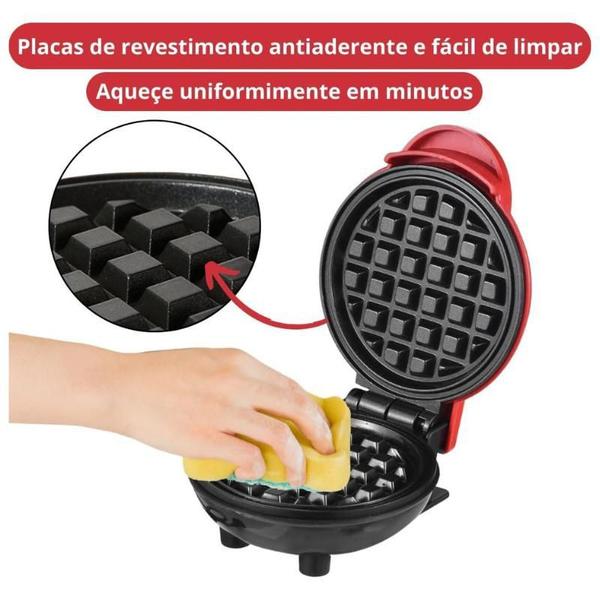 Imagem de Máquina Waffle Mini Elétrica Profissional Antiaderente