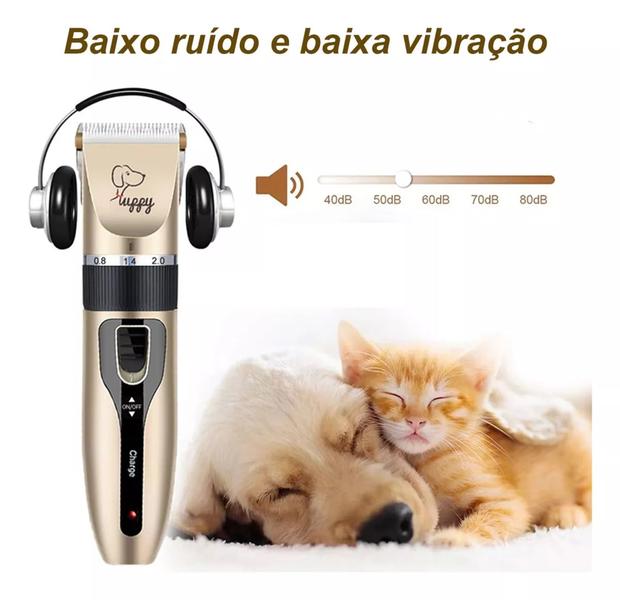 Imagem de Maquininha Tosa Kit Pet Silenciosa Aparador Recarregável Cachorro Gato