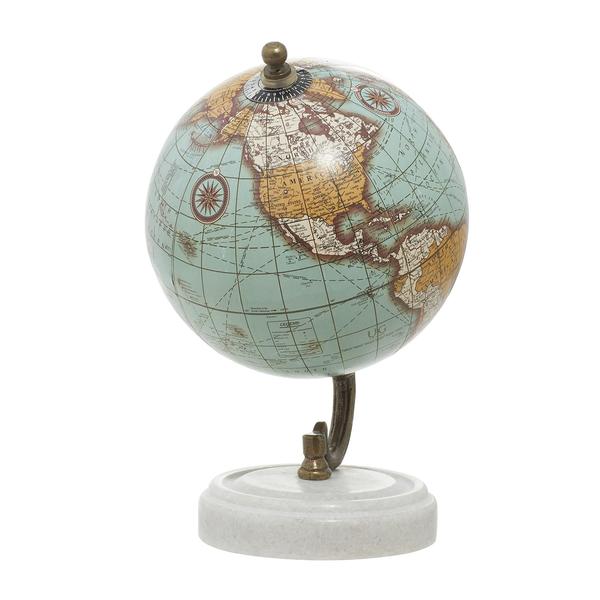 Imagem de Marble Globe Deco 79 Aquamarine com base de mármore 13x13x20cm