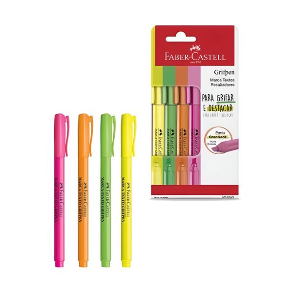 Imagem de Marca Texto Grifpen Faber-castell com 4 Cores Neon