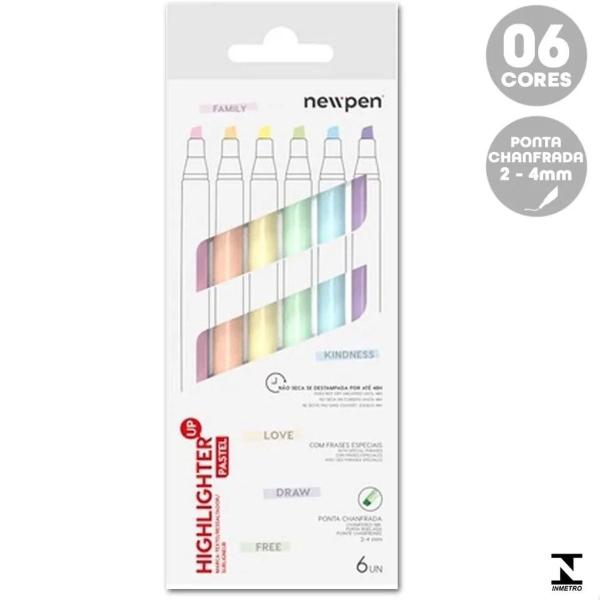 Imagem de Marca texto highlighter up pastel - 6 cores - newpen