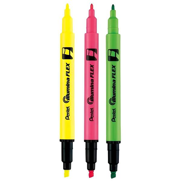 Imagem de Marca Texto Illumina Flex Pentel Fluorescente com 3 Unidades