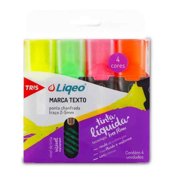 Marca Texto Liqeo Tris Tinta Líquida Flat Neon 4 Cores - 688855 Imagem de Marca Texto Liqeo Tris Tinta Líquida Flat Neon 4 Cores - 688855