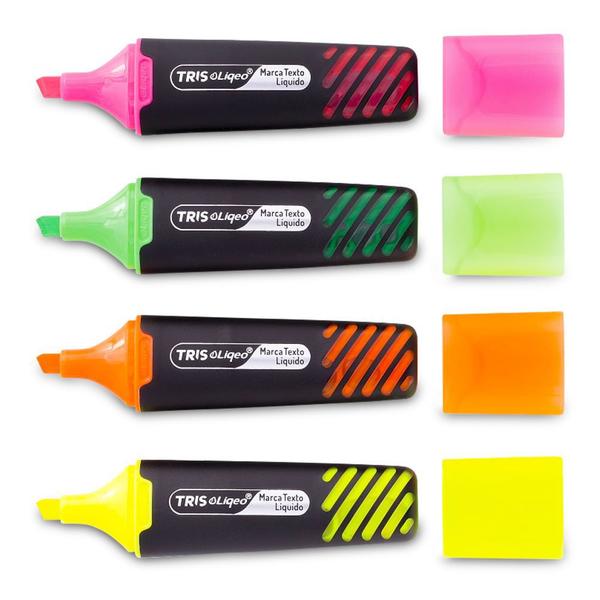 Marca Texto Liqeo Tris Tinta Líquida Flat Neon 4 Cores - 688855 Imagem de Marca Texto Liqeo Tris Tinta Líquida Flat Neon 4 Cores - 688855