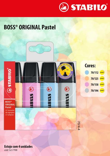 Imagem de Marca Texto Stabilo Boss Pastel com 4 Cores - 70/4-4