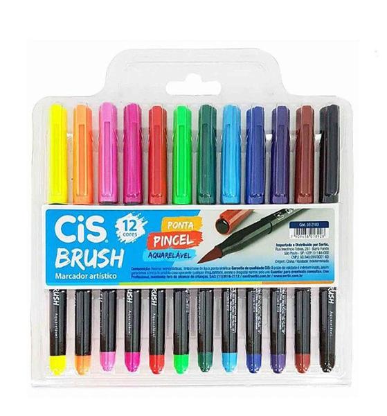 Imagem de Marcador artístico Brush Pen Cis aquarelável 12 cores - CIS