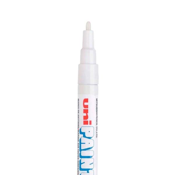 Marcador Caneta Permanente Uni Paint Marker PX21 Traçado 0,8mm a 1,2mm Branco - UNIBALL Imagem de Marcador Caneta Permanente Uni Paint Marker PX21 Traçado 0,8mm a 1,2mm Branco