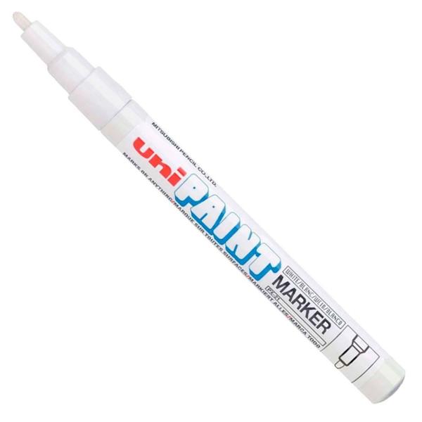 Marcador Caneta Permanente Uni Paint Marker PX21 Traçado 0,8mm a 1,2mm Branco - UNIBALL Imagem de Marcador Caneta Permanente Uni Paint Marker PX21 Traçado 0,8mm a 1,2mm Branco