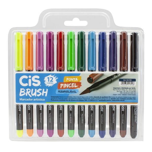 Imagem de Marcador CiS Brush Ponta Pincel Aquarelável - 12 Cores