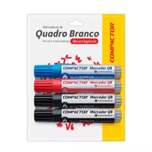 Imagem de Marcador de Quadro Branco Recarregável Compactor - 4 unidades