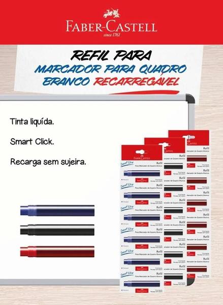 Imagem de Marcador Para Quadro Branco e Vidro Faber-Castell Recarregável  Refil Smart Click