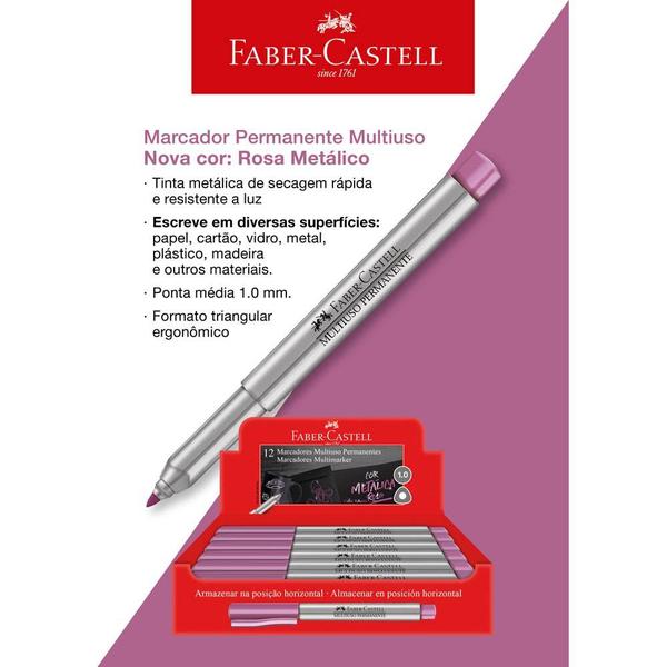 Imagem de Marcador Permanente 1.0 Rosa Metal Faber Castell