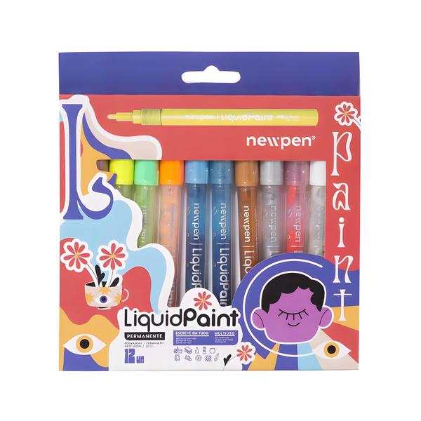 Imagem de Marcador Permanente Liquidpaint Newpen com 12 Unidades