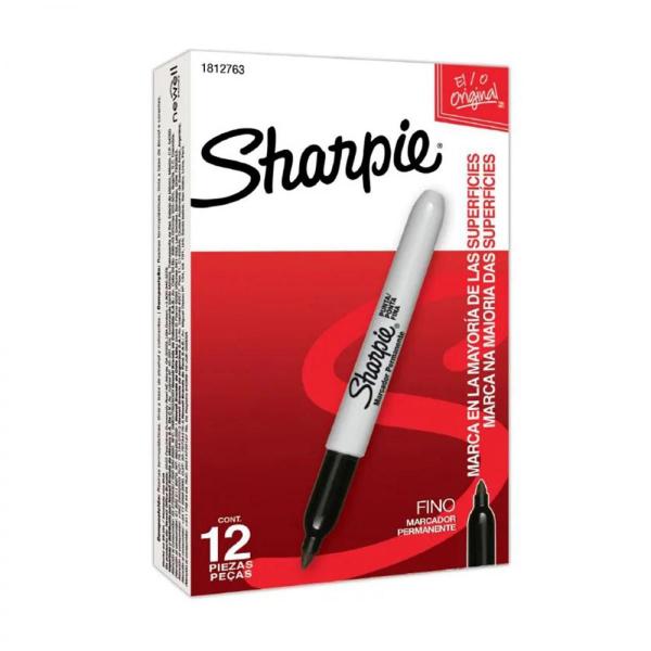Marcador Permanente Sharpie Preto- Caixa com 12 unidades Imagem de Marcador Permanente Sharpie Preto- Caixa com 12 unidades