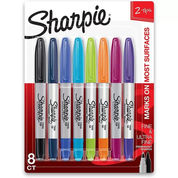 Imagem de Marcador Permanente Sharpie Twin Tip 8 Cores Duas Pontas Multiuso