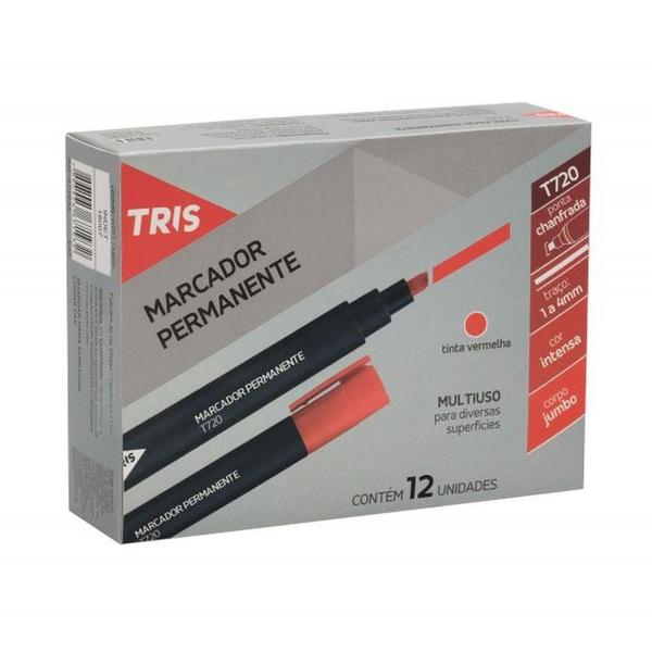 Imagem de Marcador Permanente Tris 1-4Mm T720 Vermelho 12 Unidades