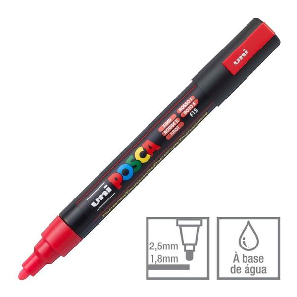 Imagem de Marcador Posca Uni-ball Pc-5m Vermelho Fluorescente F15 7.5159 1 ed