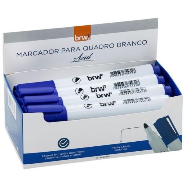 Imagem de Marcador Quadro Branco Azul Com Ponta Redonda Display 12 Pçs