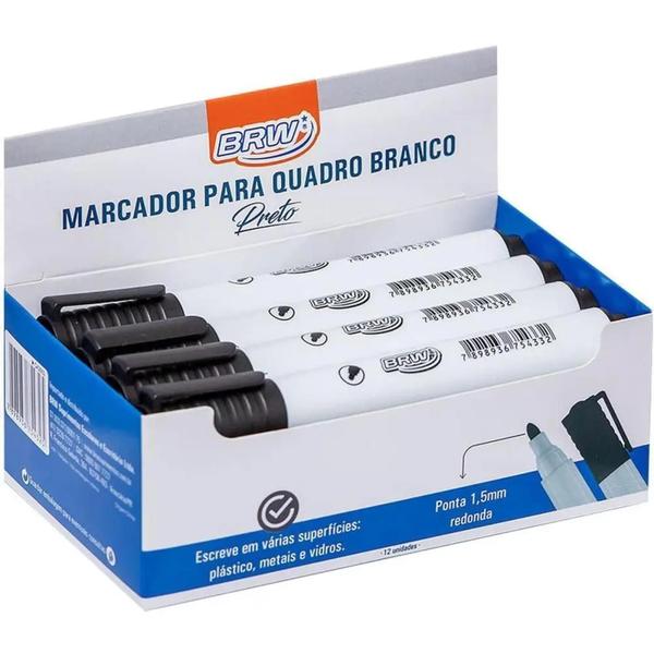 Imagem de Marcador Quadro Branco Preto C/12 Un