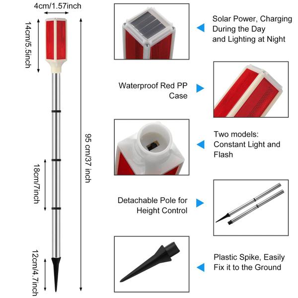 Imagem de Marcadores de Garagem Solares Macarrie (95cm) - Kit com 6 Unidades - Vermelhos