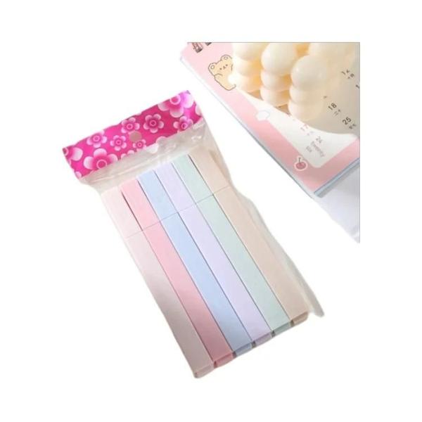 Imagem de Marcadores Kawaii Pastel - Conjunto com 6 Peças - Papelaria Japonesa