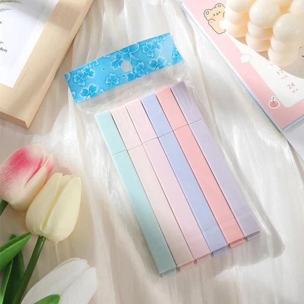 Imagem de Marcadores Kawaii Pastel - Conjunto com 6 Peças - Papelaria Japonesa