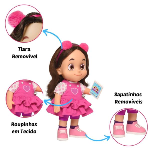 Imagem de Maria Clara Boneca Original Infantil Youtuber Fala 14 Frases Articulada Vinil Brinquedo Novabrink