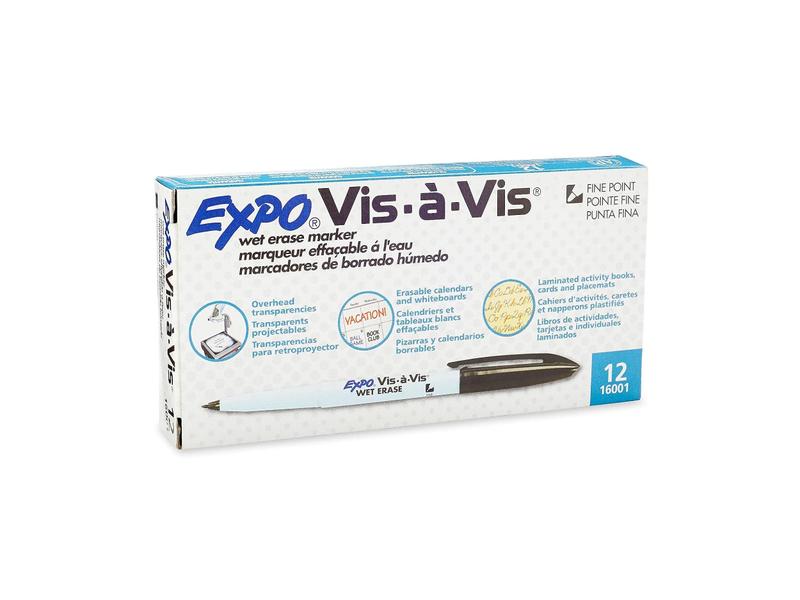 Imagem de Marker Expo Vis-a-Vis Wet-Erase Fine Point Black Dozen