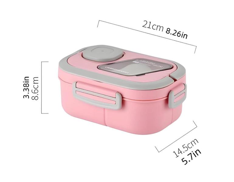 Imagem de Marmita 3 Compartimentos Com Talher E Trava Lateral Lunch Box 1200ml FH91-095