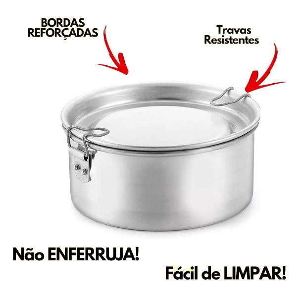 Imagem de Marmita Alumínio Média Redonda Nº 12 Com Trava 650Ml Almoço